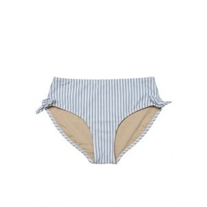 Albion Fit High-Waisted Bikini Bottoms Blue White Striped Side Tie Medium